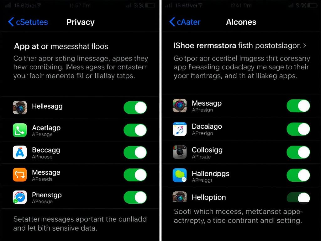 iPhone Privacy settings showing app permissions for messaging apps